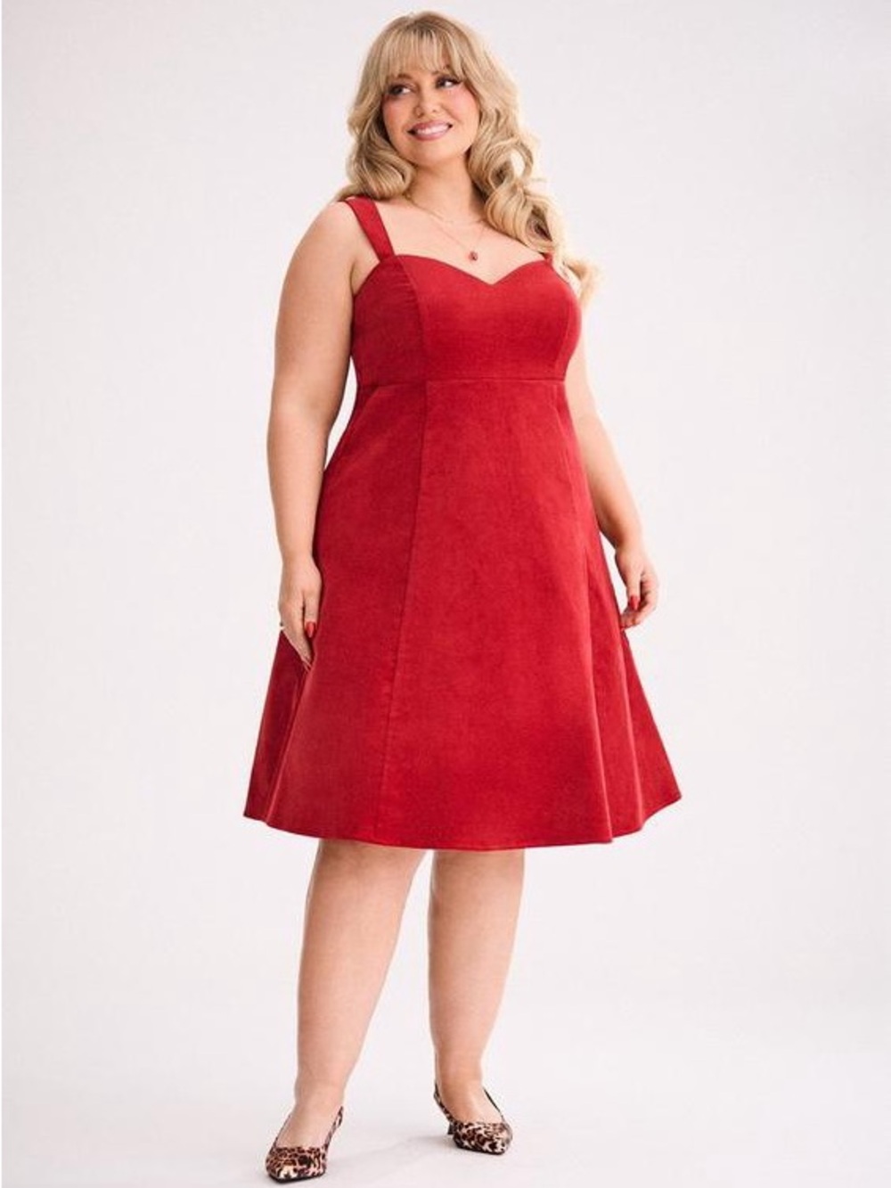 NEW Torrid Retro Chic Women Knee-Length Red Corduroy Dress Sz 14 Party Cocktail